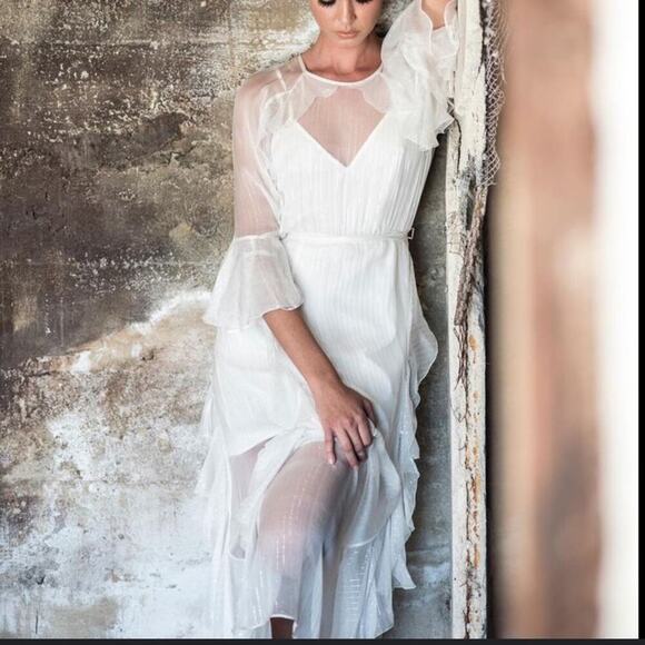 Alice McCall Moon Dance Maxi Dress in Metallic White Size 6 - Picture 2 of 12